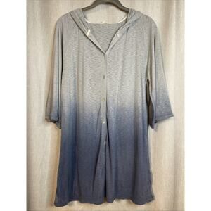 Hyku Women’s Short Sleeve Hooded ButtonUp Top/Swim Cover - Sz Medium - Ombré